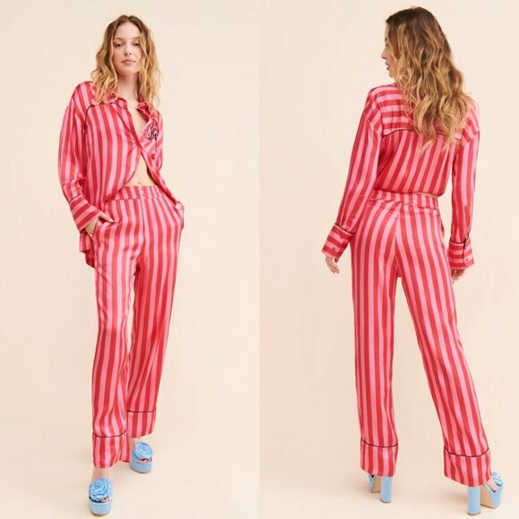 Damson Madder Pants - Free People Damson Madder Joni Striped Satin Pants